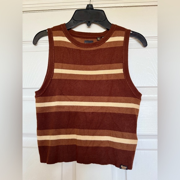 Superdry cropped striped fine knit sleeveless sweater US size 6 - Picture 10 of 11
